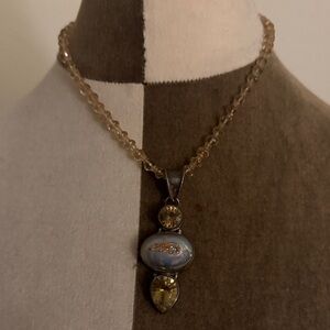 Stunning Gold and Silver Pendant Necklace with stones